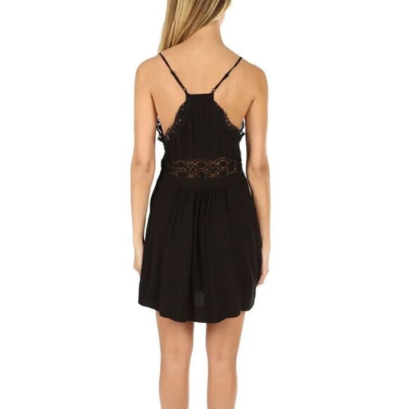 IRO Lellou Lightweight Mini Dress Black Crochet Lace-up - Picture 3 of 14